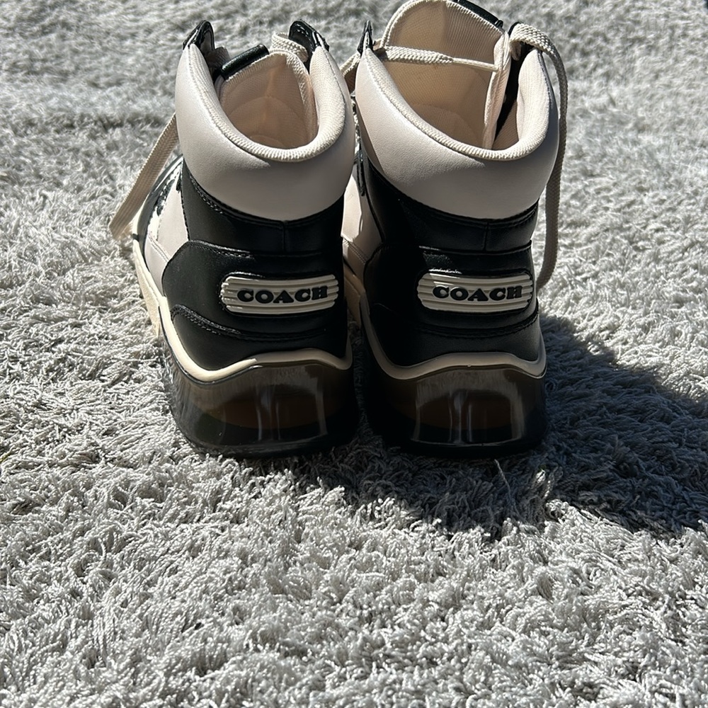 Coach black/white cream NWT, lace up sneakers, made in Indonesia size 9.5 D. - Picture 2 of 9